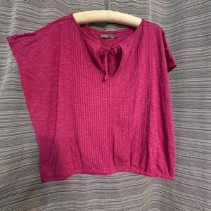 Prana Pink Cap Sleeve Pleat Front Top Size XL